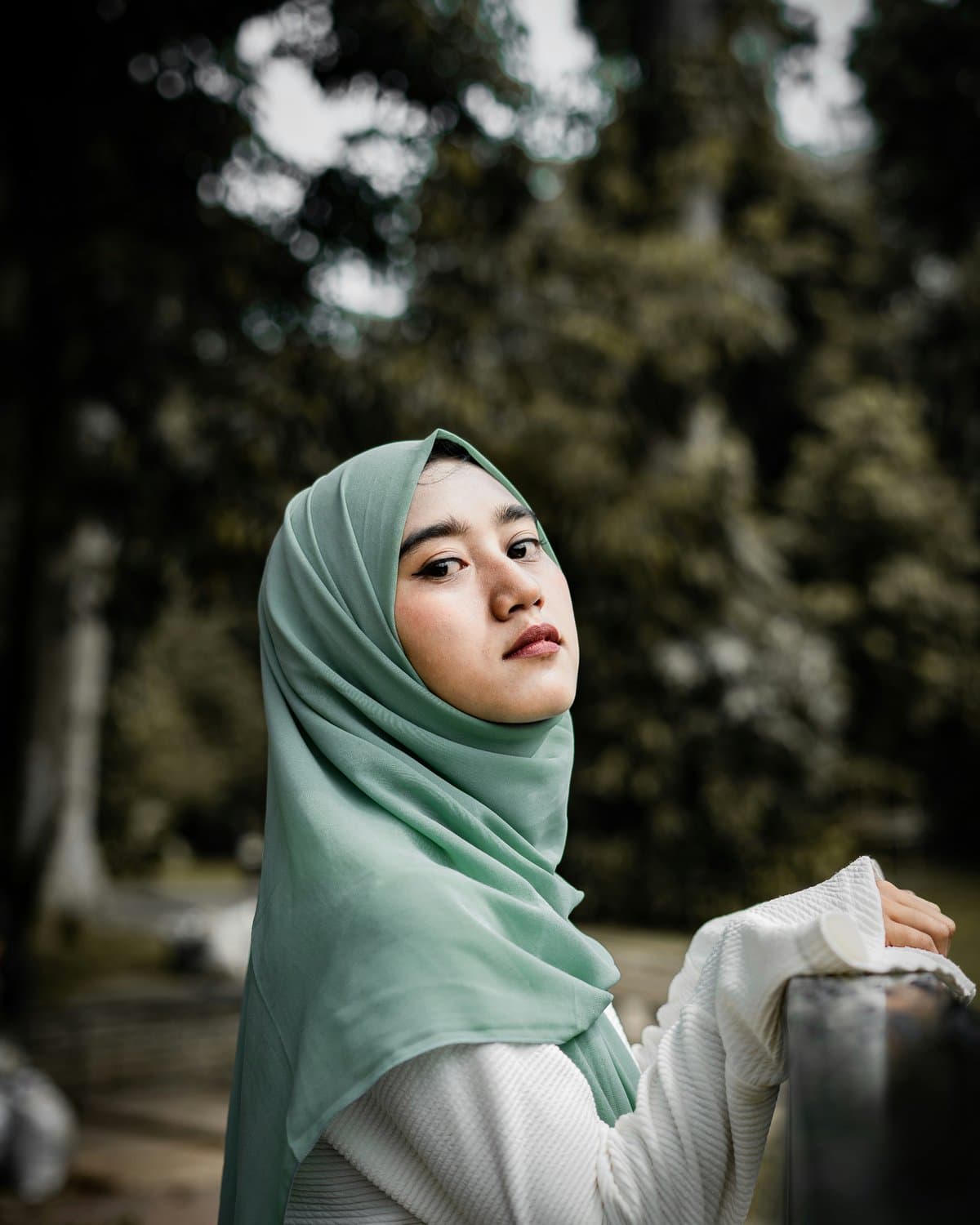 Budget-friendly sage hijab for campus days