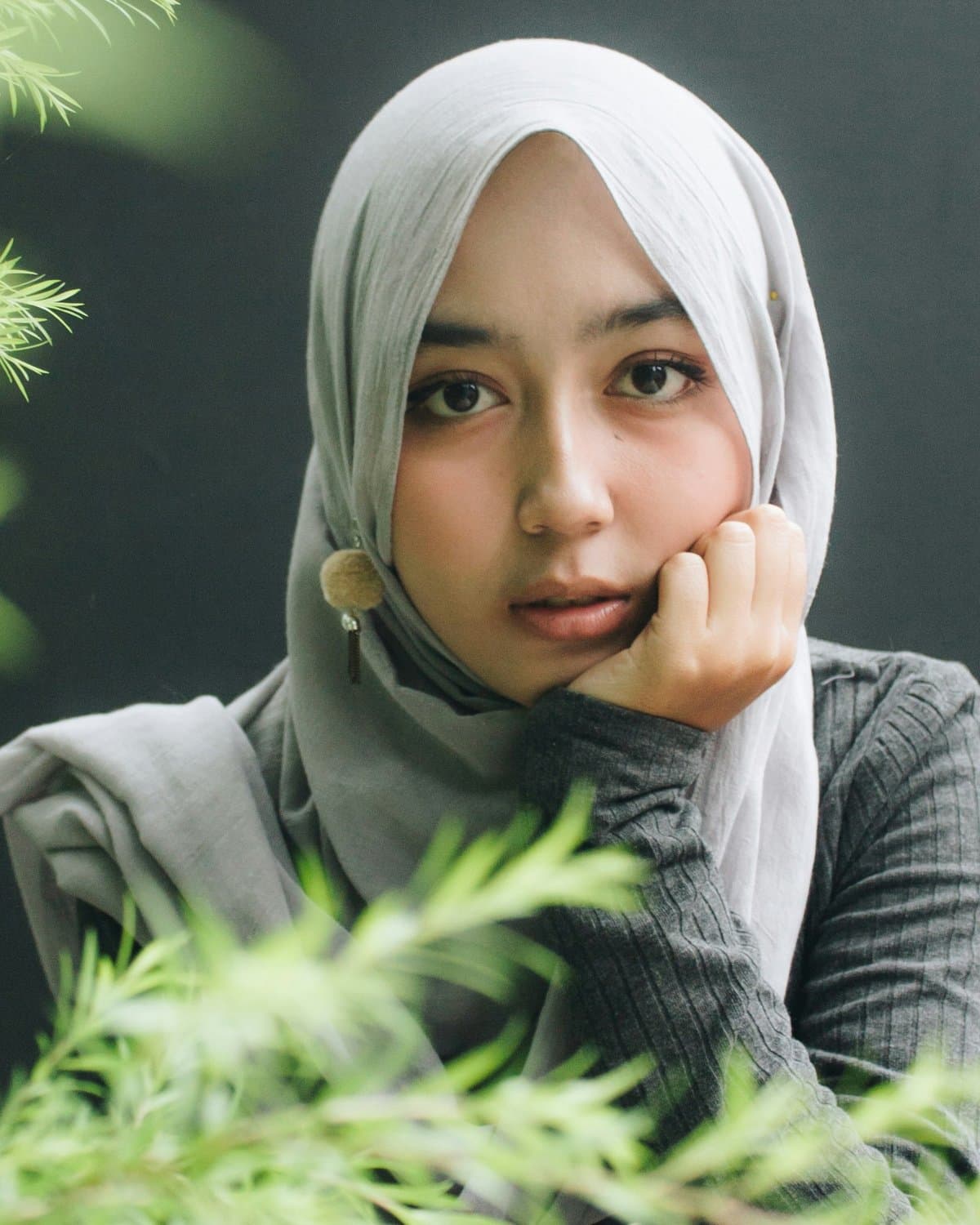 Airy light blue hijab with soft movement