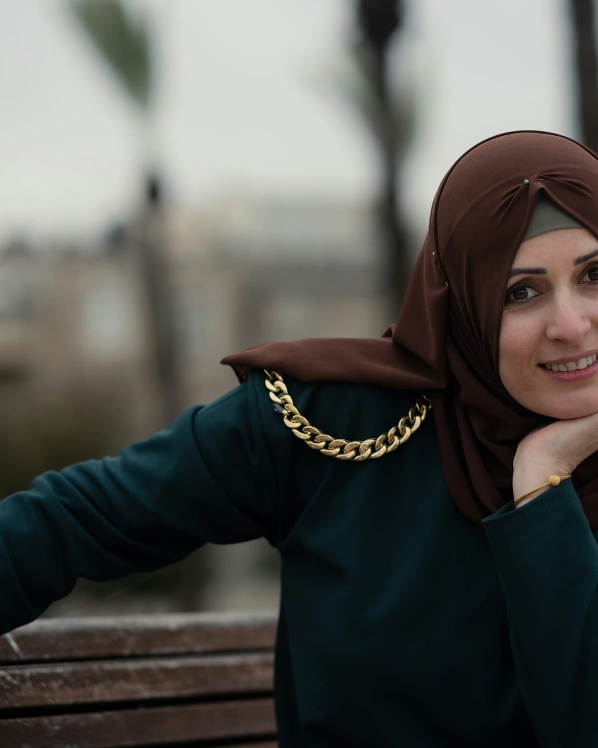 Warm earth-toned hijab for occasional wear